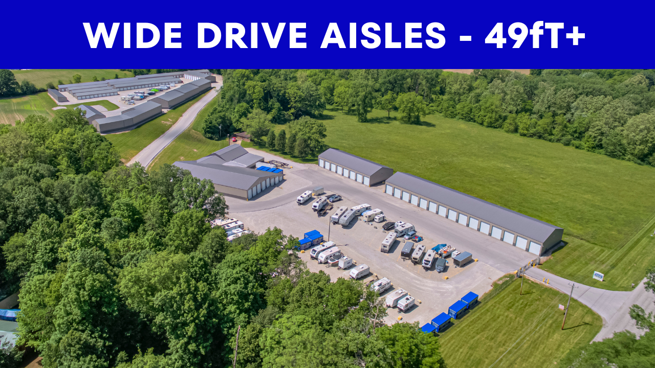 wide drive aisles for boat and rv parking in danville indiana